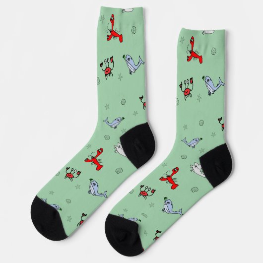 Under the Sea Crew Socks for Everyone - Sea Green ソックス (左)