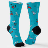 Under the Sea Crew Socks for Everyone - Teal ソックス (傾斜あり)