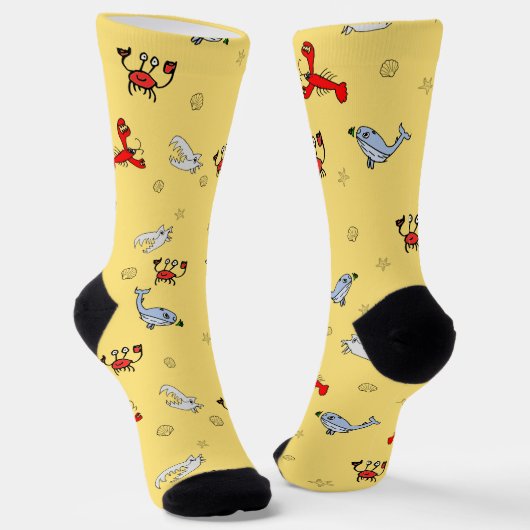 Under the Sea Crew Socks for Everyone - Yellow ソックス (傾斜あり)