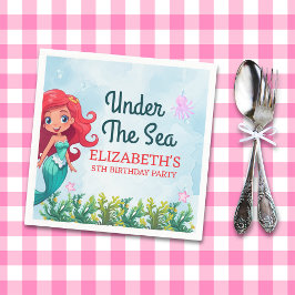 Under the sea Cute Mermaid Birthday Girl スタンダードカクテルナプキン