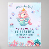 Under the sea Cute Mermaid Birthday Girl ポスター (正面)