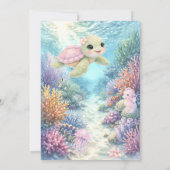 Under the Sea Cute Turtle Girl Baby Shower 招待状 (裏面)