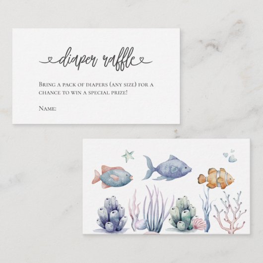 Under the Sea Diaper Raffle Ticket Enclosure Card エンクロージャーカード (正面/裏面)