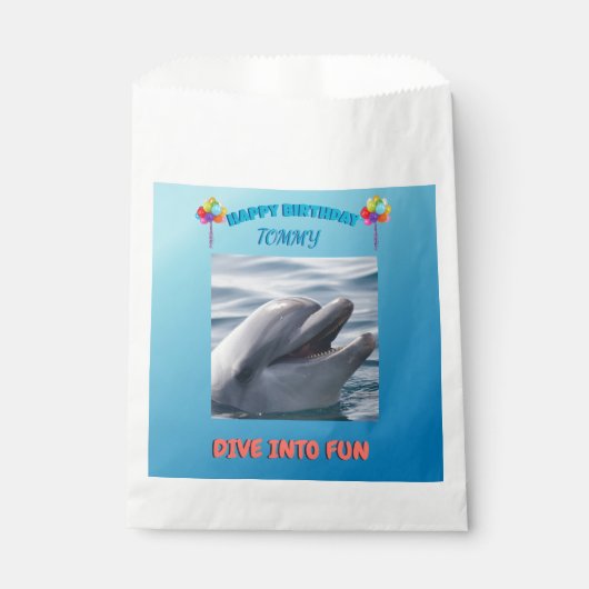 Under the Sea Dolphin Birthday フェイバーバッグ (正面)