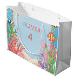 Under the Sea Gift Bag, Oliver's 4th Birthday Pres ラージペーパーバッグ