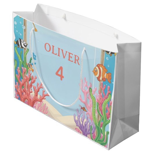 Under the Sea Gift Bag, Oliver's 4th Birthday Pres ラージペーパーバッグ (裏面アングル)