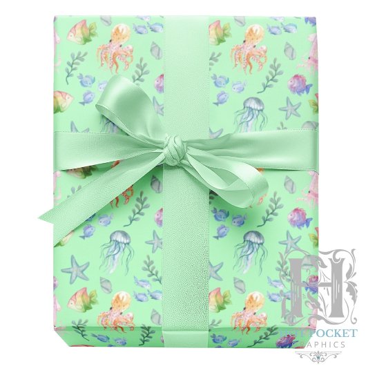 Under the Sea Gift Wrapping Paper - Green ラッピングペーパー