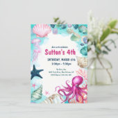 Under the Sea Girl Kid Birthday Party 招待状 (スタンド正面)