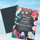 Under the Sea Girls,Cute Mermaid Sea baby shower 招待状