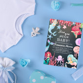 Under the Sea Girls,Cute Mermaid Sea baby shower 招待状