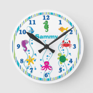 Under the Sea Kids Room Clock ラウンド壁時計