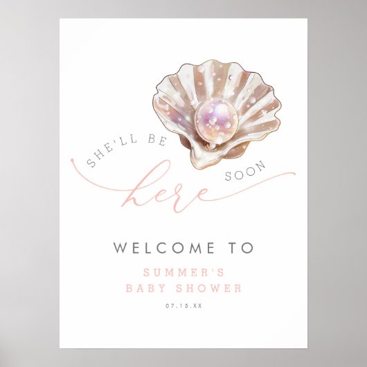 Under The Sea Little Pearl Baby Shower Welcome ポスター (正面)