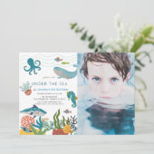 Under the Sea Lives Marine Life誕生日写真 招待状 (スタンド正面)