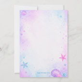 Under the Sea Magic Watercolor Mermaid Birthday 招待状 (裏面)
