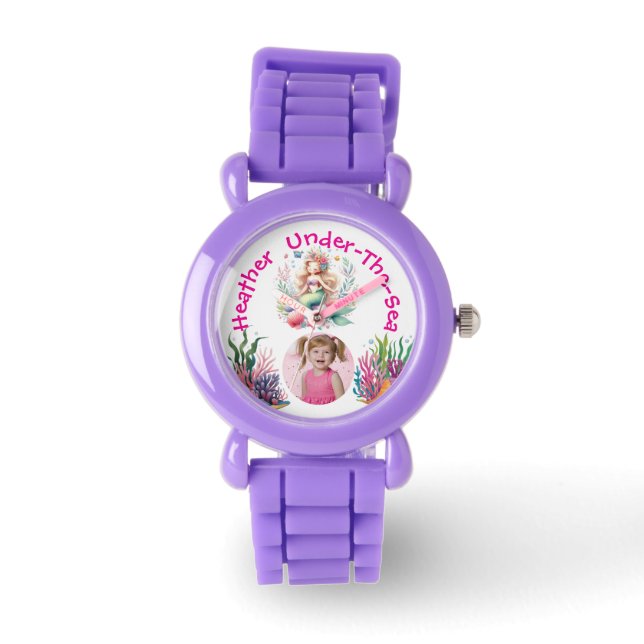 Under the Sea  Magical Cute Mermaid Birthday Gift 腕時計 (正面)