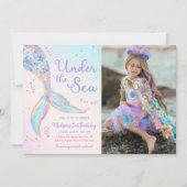 Under The Sea Mermaid 3rd Birthdayパーティー写真 招待状 (正面)