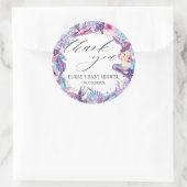 Under the Sea Mermaid Baby Shower Purple Turquoise ラウンドシール (バッグ)