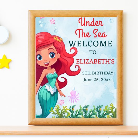 Under the sea Mermaid Birthday Girl ポスター