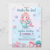 Under the sea Mermaid Birthday Girl 招待状 (正面)