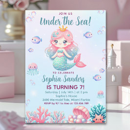 Under the sea Mermaid Birthday Girl 招待状
