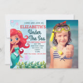 Under the sea Mermaid Birthday Girl 招待状 (正面)