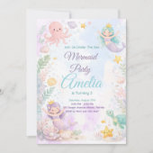 Under The Sea Mermaid Birthday Invitation 招待状 (正面)