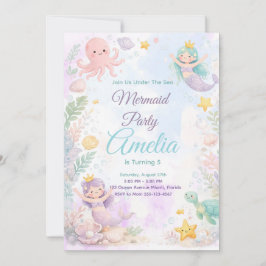 Under The Sea Mermaid Birthday Invitation 招待状