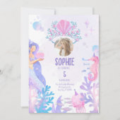Under the sea Mermaid Birthday Invitation card 招待状 (正面)