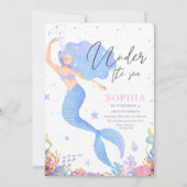 Under the Sea Mermaid Birthday Invite, Ocean Girls 招待状 (正面)