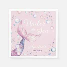 Under the Sea Mermaid First Birthday Party スタンダードカクテルナプキン