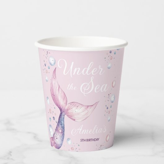 Under The Sea Mermaid Girl Birthday Party 紙コップ (正面)