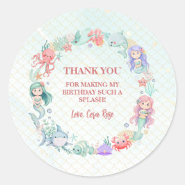Under the Sea Mermaid Girls Birthday Party ラウンドシール