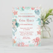Under the Sea Mermaid Girls Birthday Party  招待状 (スタンド正面)