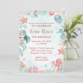 Under the Sea Mermaid Girls Birthday Party 招待状 (スタンド正面)