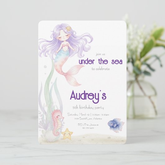 Under The Sea Mermaid Invitation 招待状 (スタンド正面)