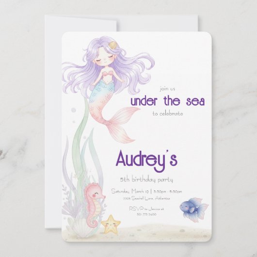 Under The Sea Mermaid Invitation 招待状 (正面)