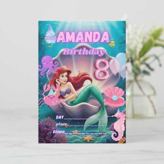 Under the sea Mermaid Invitation 招待状 (スタンド正面)