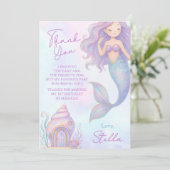 Under the Sea Mermaid Sea Purple Girl 1st Birthday サンキューカード (スタンド正面)