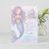 Under the Sea Mermaid Sea Purple Girl 2nd Birthday 招待状 (スタンド正面)