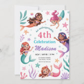 Under the Sea Mermaids Birthday 招待状 (正面)