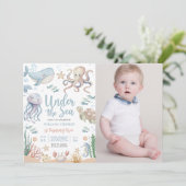 Under The Sea Ocean Animal 2nd Birthday Photo 招待状 (スタンド正面)