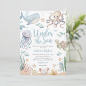 Under The Sea Ocean Animal Baby Shower 招待状 (スタンド正面)