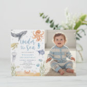 Under The Sea Ocean Animal Birthday Photo 招待状 (スタンド正面)
