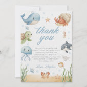 Under The Sea Ocean Animal Birthday Thank You Card (正面)