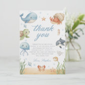 Under The Sea Ocean Animal Birthday Thank You Card (スタンド正面)