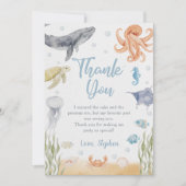 Under The Sea Ocean Animal Birthday Thank You Card (正面)