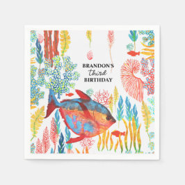 Under The Sea Ocean Animal watercolor Birthday  スタンダードカクテルナプキン