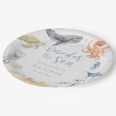 Under The Sea Ocean Animals 1st Birthday ペーパープレート (アングル)