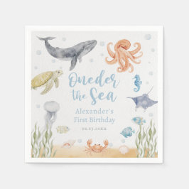Under The Sea Ocean Animals 1st Birthday Napkins スタンダードカクテルナプキン