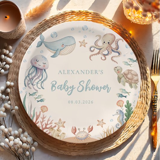 Under The Sea Ocean Animals Baby Shower ペーパープレート